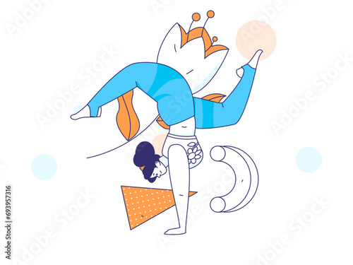 Practicing yoga, physical and mental health, flat vector character concept, operation hand drawn illustration
