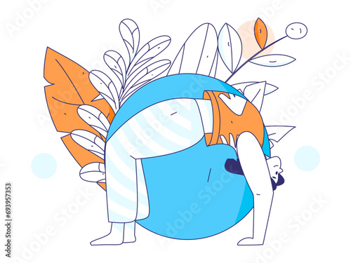 Practicing yoga, physical and mental health, flat vector character concept, operation hand drawn illustration
