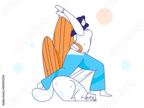 Practicing yoga, physical and mental health, flat vector character concept, operation hand drawn illustration
