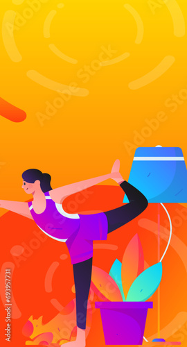 Practicing yoga, physical and mental health, flat vector character concept, operation hand drawn illustration
