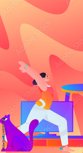 Practicing yoga, physical and mental health, flat vector character concept, operation hand drawn illustration
