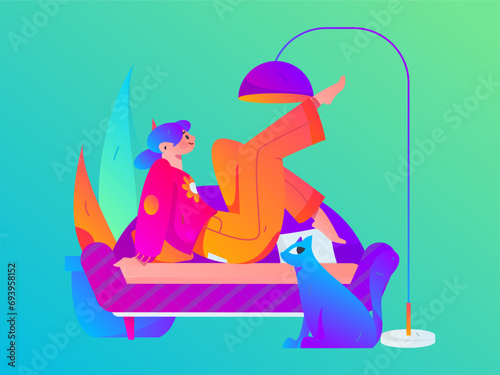 Practicing yoga, physical and mental health, flat vector character concept, operation hand drawn illustration
