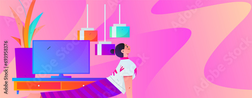 Practicing yoga, physical and mental health, flat vector character concept, operation hand drawn illustration
