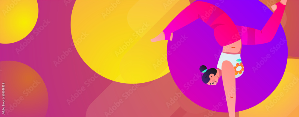 Fototapeta premium Practicing yoga, physical and mental health, flat vector character concept, operation hand drawn illustration 