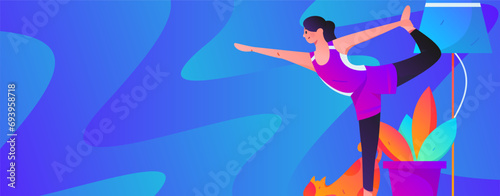 Practicing yoga, physical and mental health, flat vector character concept, operation hand drawn illustration
