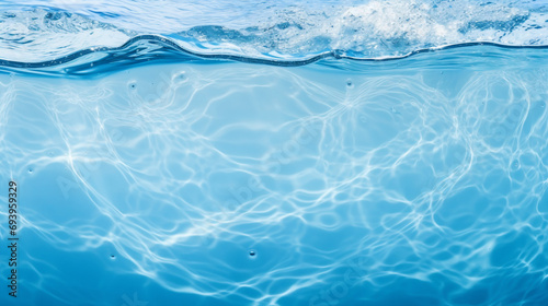 Tranquil Blue Water Surface Texture with Clear Ripples - Serene Aquatic Background for Fresh and Pure Nature Reflections in Ocean and Pool Environments.