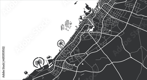 Layered editable vector illustration outline Map of Dubai,United Arab Emirates