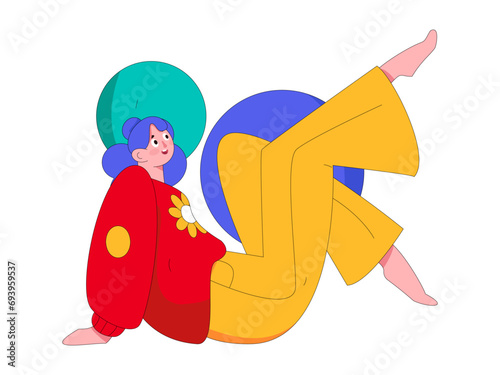 Practicing yoga, physical and mental health, flat vector character concept, operation hand drawn illustration
