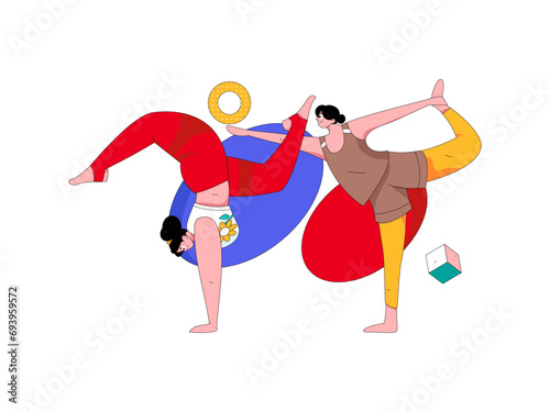 Practicing yoga, physical and mental health, flat vector character concept, operation hand drawn illustration
