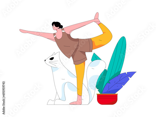 Practicing yoga, physical and mental health, flat vector character concept, operation hand drawn illustration
