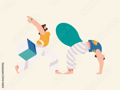 Practicing yoga, physical and mental health, flat vector character concept, operation hand drawn illustration
