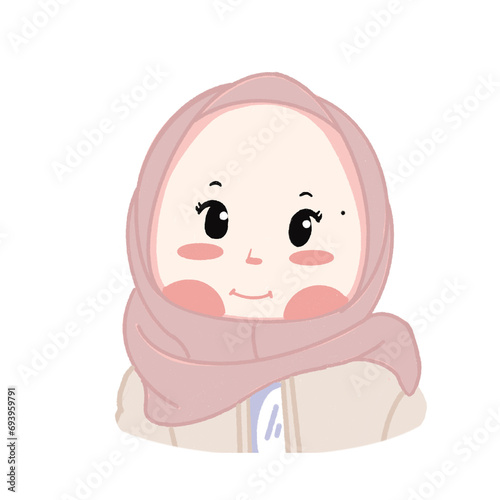 Cute hijab girl chibi illustration