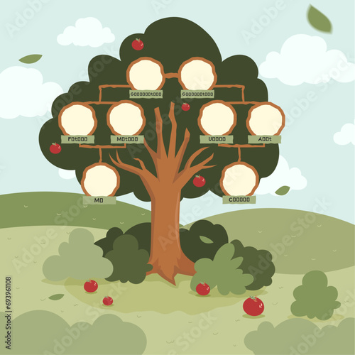 Free vector style family tree chart diagram different generations