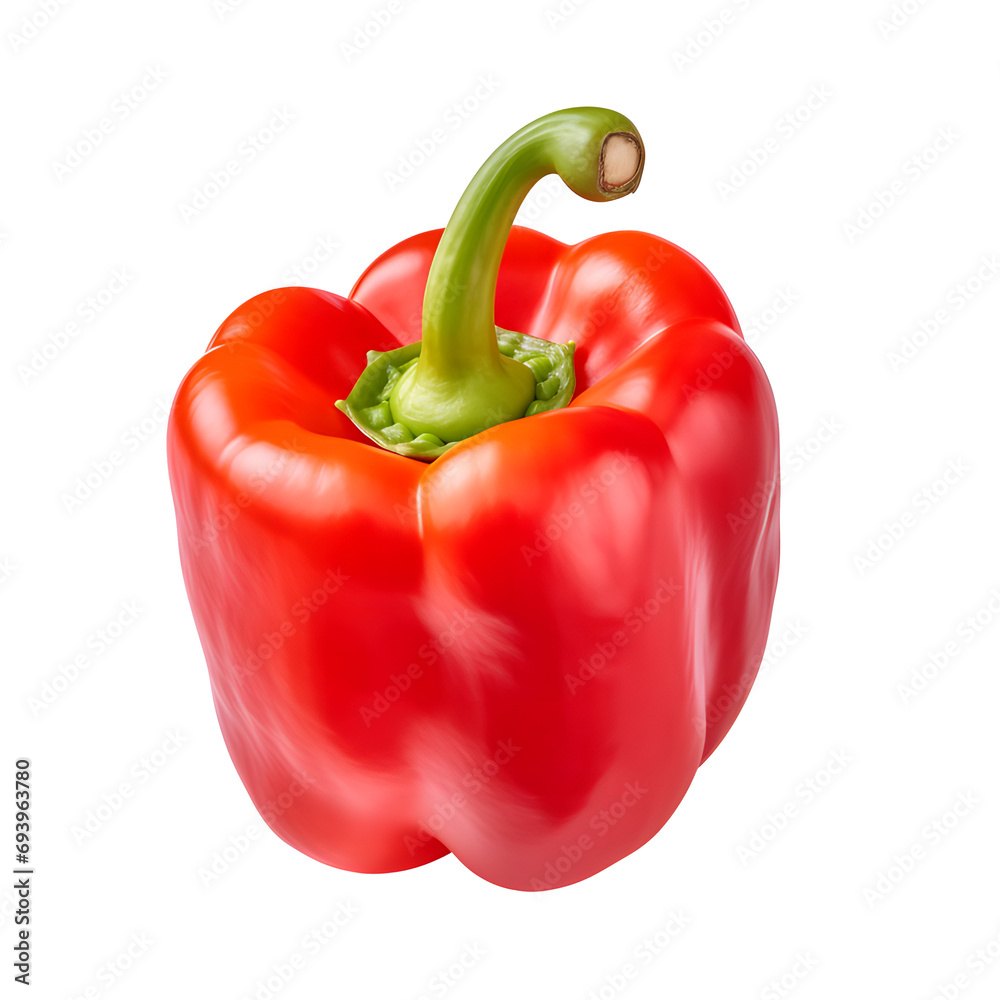 Sweet red pepper isolated on png background.