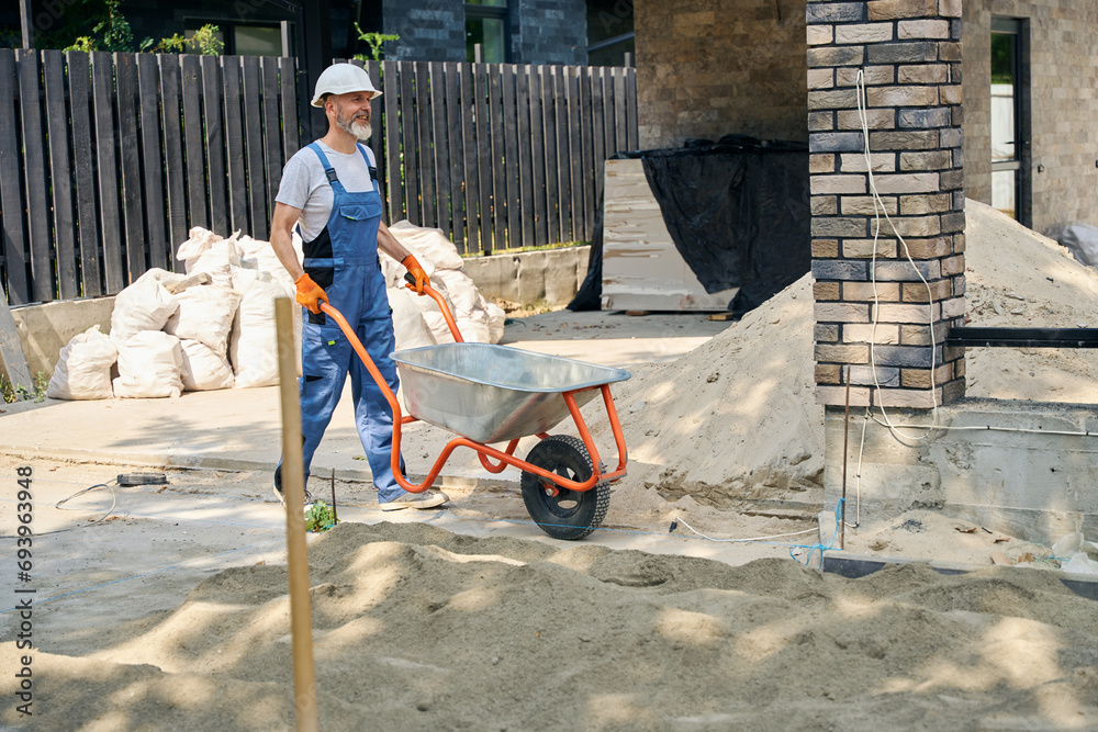 Skilled contractor engaged in construction activity on site Skilled contractor engaged in construction activity on site