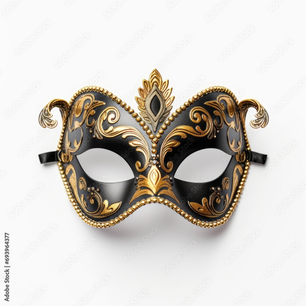 Black and gold carnival mask isolated on white background. Black and gold carnival mask isolated on white background.