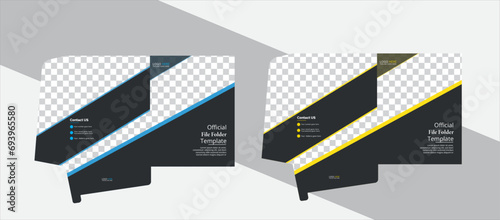 Business presentation folder template for corporate office Document folder design, cover design background for business design, with blue, yellows and black color   photo