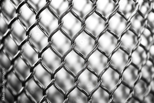 A black and white photo of a chain link fence. Perfect for adding a touch of simplicity and minimalism to any design