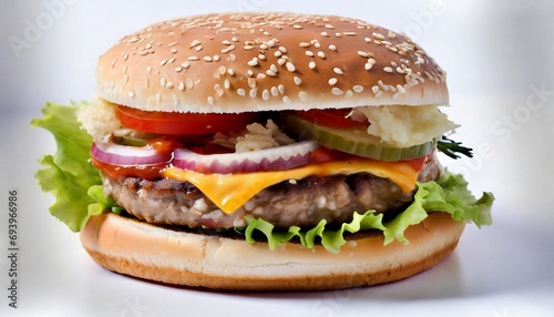 Classic hamburger, isolated in white background 