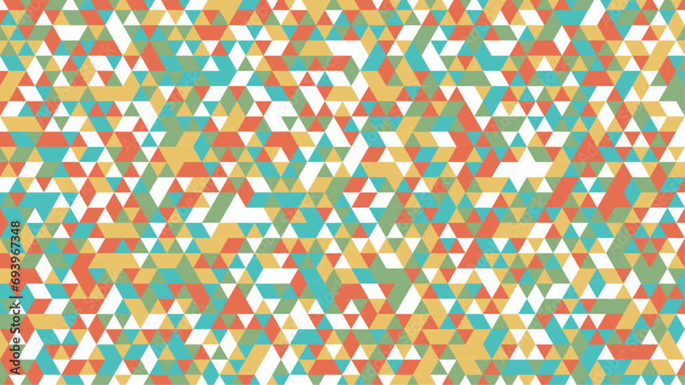 Geometric minimal pattern mosaic. Simple colorful triangle shapes, modern bauhaus banner vector design Geometric minimal pattern mosaic. Simple colorful triangle shapes, modern bauhaus banner vector design