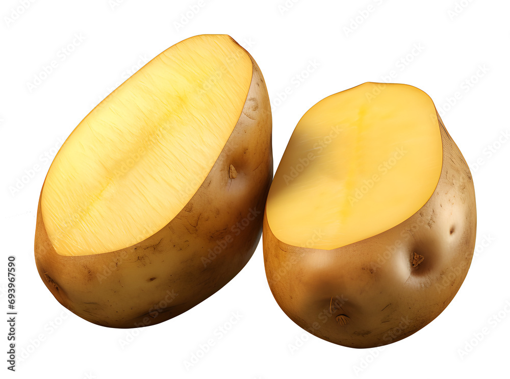 sliced raw potatoes, PNG file, isolated background