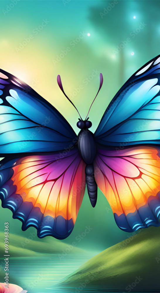 butterfly in the sky wallpapers for I pad, tab mobile. Stock