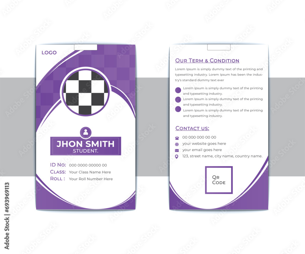 Modern and creative ID card design for school. Student identity card ...