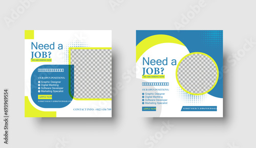 We are hiring job vacancy social media post or square web banner template design
