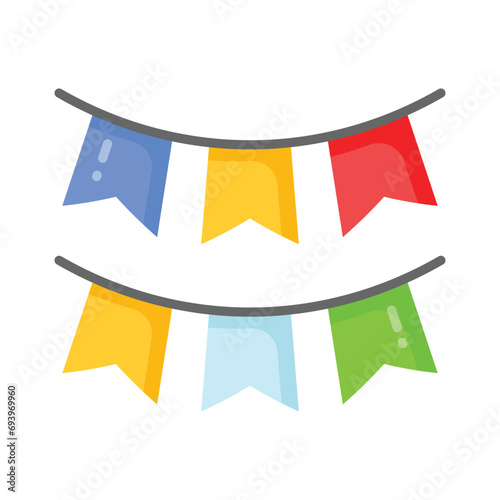 Colorful buntings for party decoration, garlands and festive decoration accessory