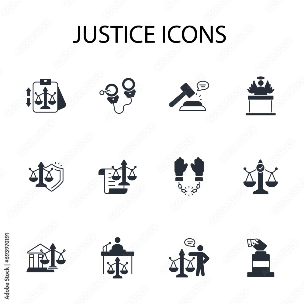 Justice icon set.vector.Editable stroke.linear style sign for use web design,logo.Symbol illustration. Justice icon set.vector.Editable stroke.linear style sign for use web design,logo.Symbol illustration.