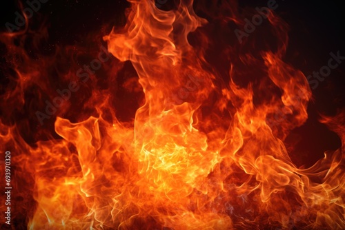 A close up of a fire on a black background. Can be used to create a dramatic and intense atmosphere