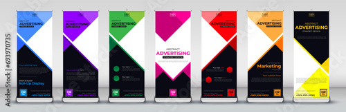 business vertical roll up standee set for Street Business, events, presentations, meetings, annual events, exhibitions in red, green, blue, yellow, orange, purple, orange