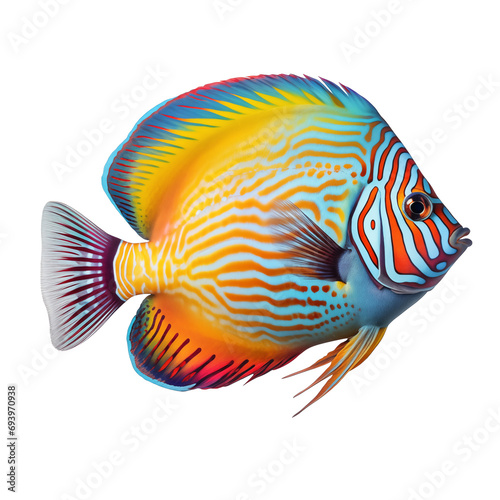 Tropical rainbow fish with stripes - isolated flounder illustration with transparent background PNG