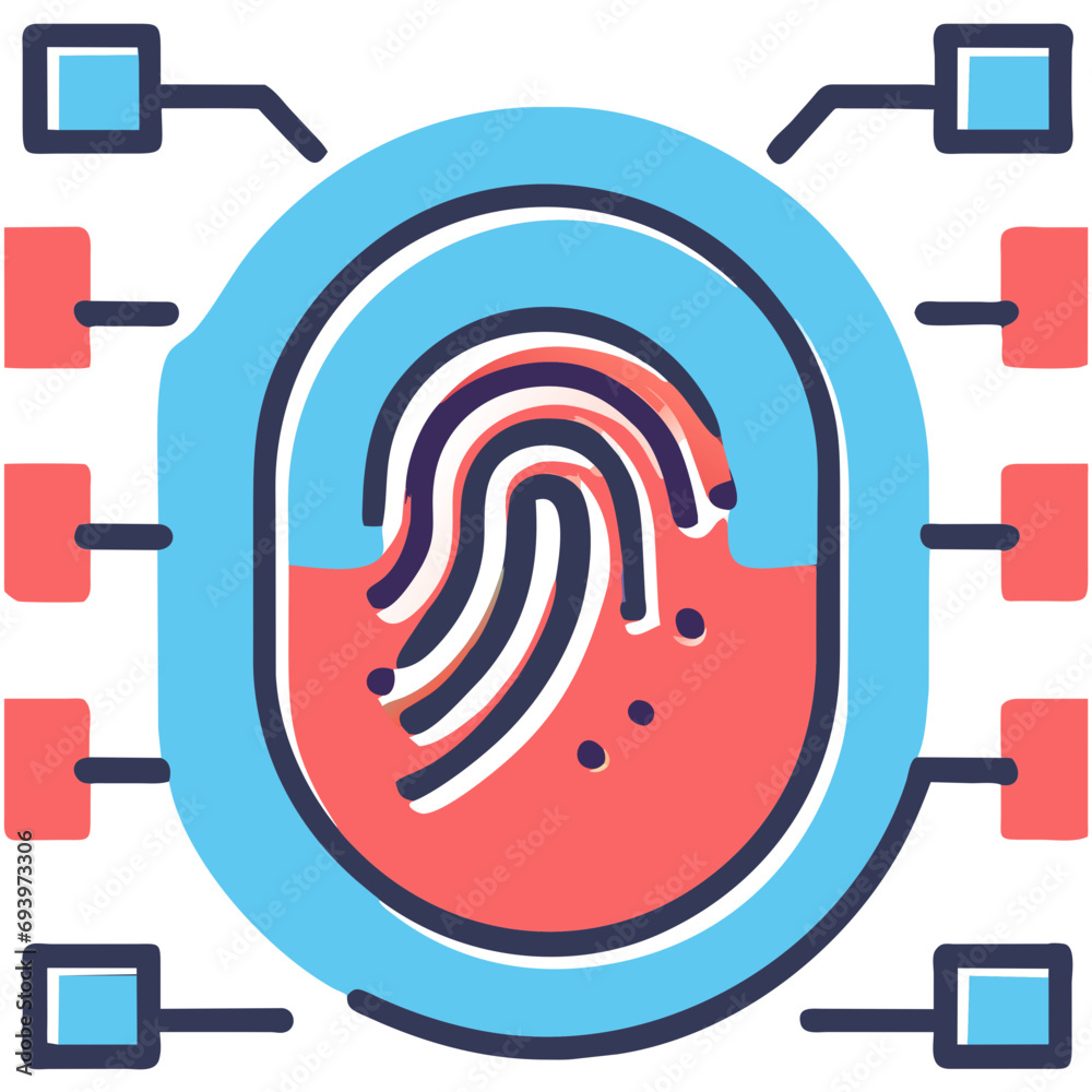 Digital fingerprint with connections. vektor icon illustation