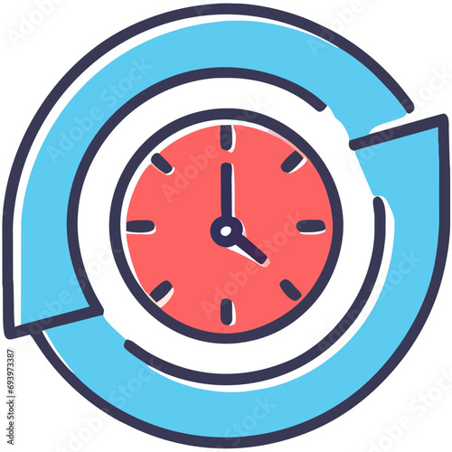Synchronized clocks with arrows. vektor icon illustation