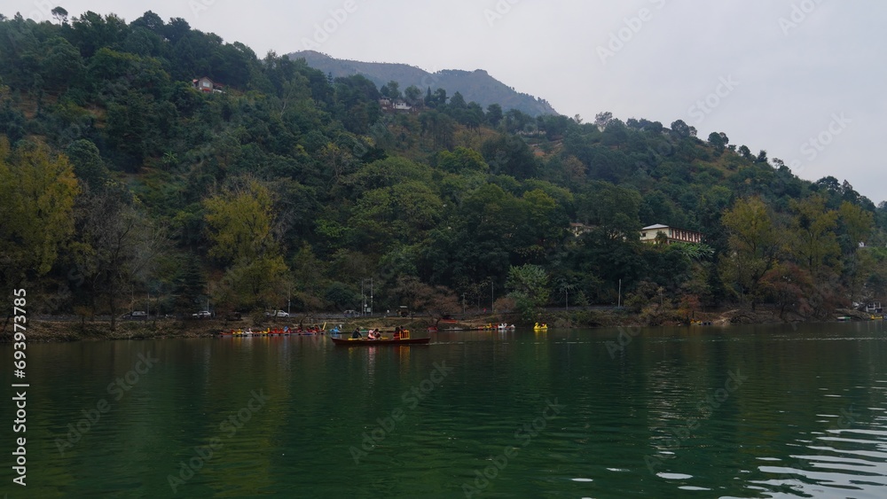 people enjoying on boats in nanital lake 30-11-2023, Nanital, Uttrakhand India
