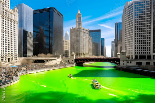 Chicago River dyeing, St. Patrick's Day in Chicago