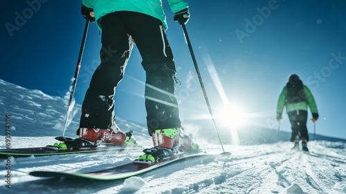 Winter Sports: Skier Jumping in Extreme Action on the Slopes photo