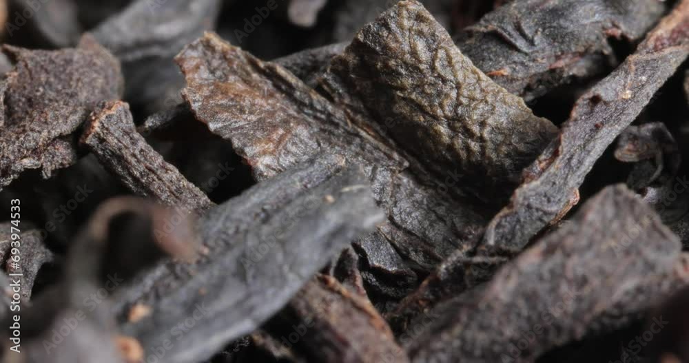 Black large-leaf tea Super Macro Close Up. Black large-leaf tea Super Macro Close Up.