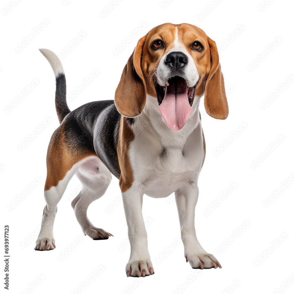 Beagle angry isolated on white background 
