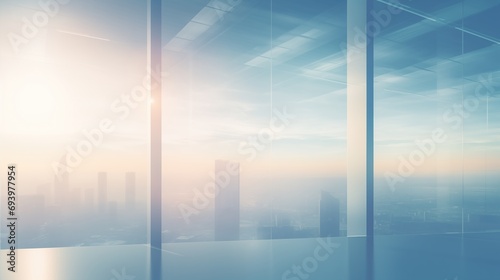 Cityscape Through Clear Glass  Buildings Silhouetted in Distance