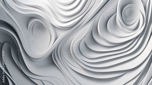 White abstract 3D waves background texture.