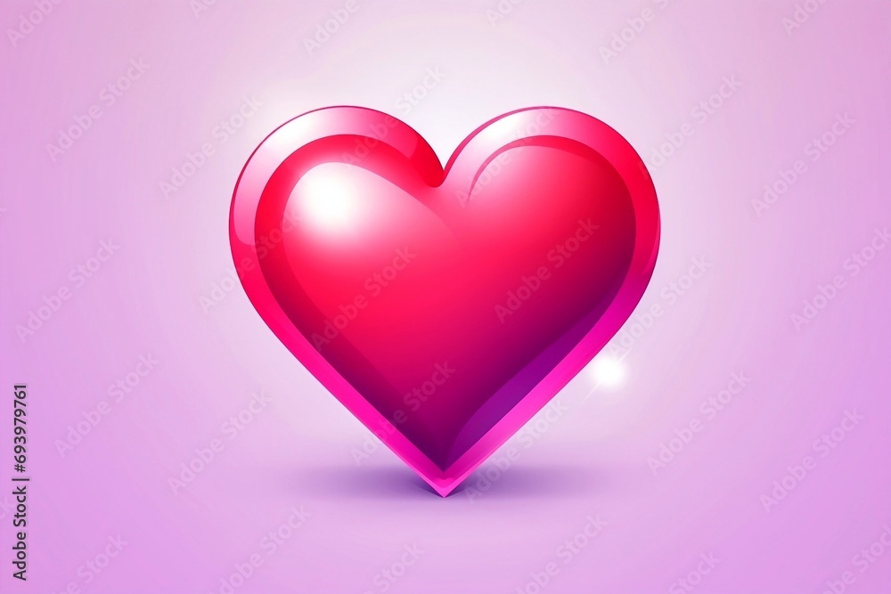 Heart icon on pink background. Red heart on a pink background. Valentine's day background with red heart.
