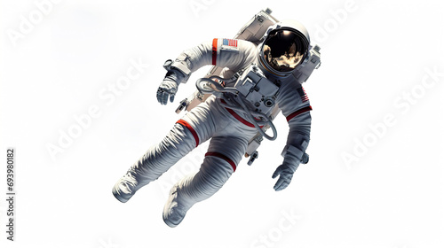Astronaut in cosmosuit on white background