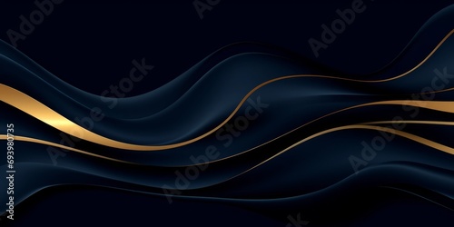 Abstract navy blue and gold background, AI generated