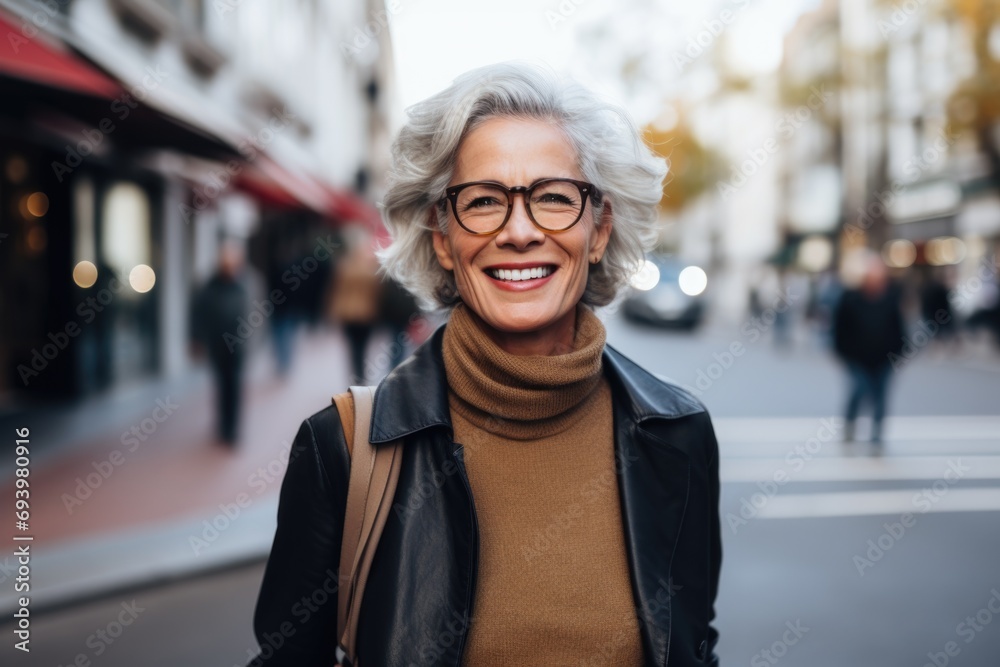 Portrait of a smiling Caucasian woman in the city Portrait of a smiling Caucasian woman in the city