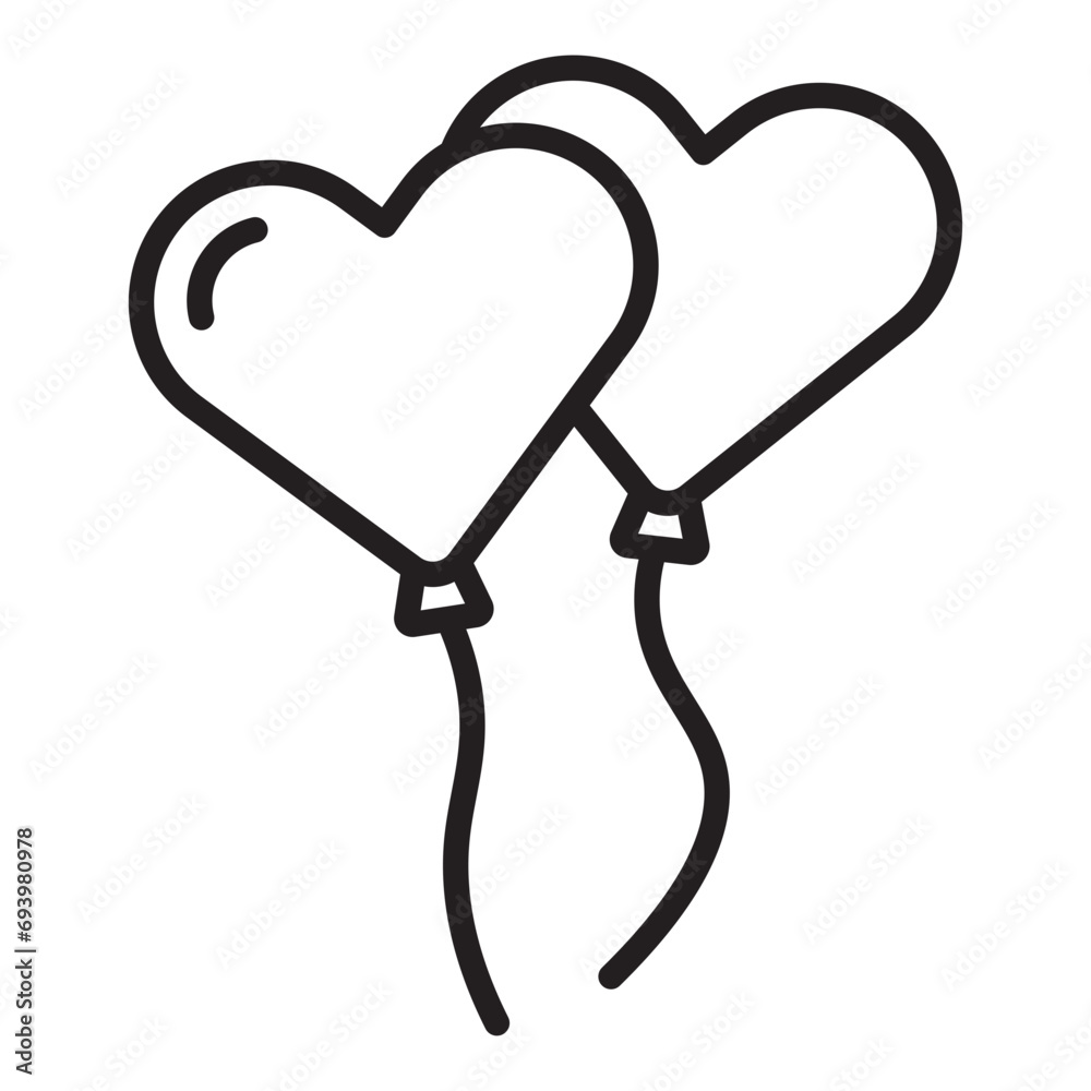 Φωτογραφία Cartoon heart balloon line icon.