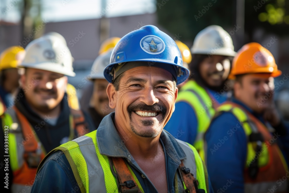 Portrait of smiling workers at the construction site