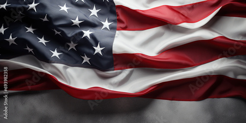 United States flag waving isolated on gray background, for text and copy space