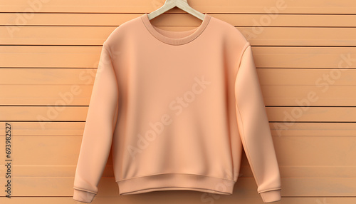 Sweatshirt with embroidery mockup apricote color photo